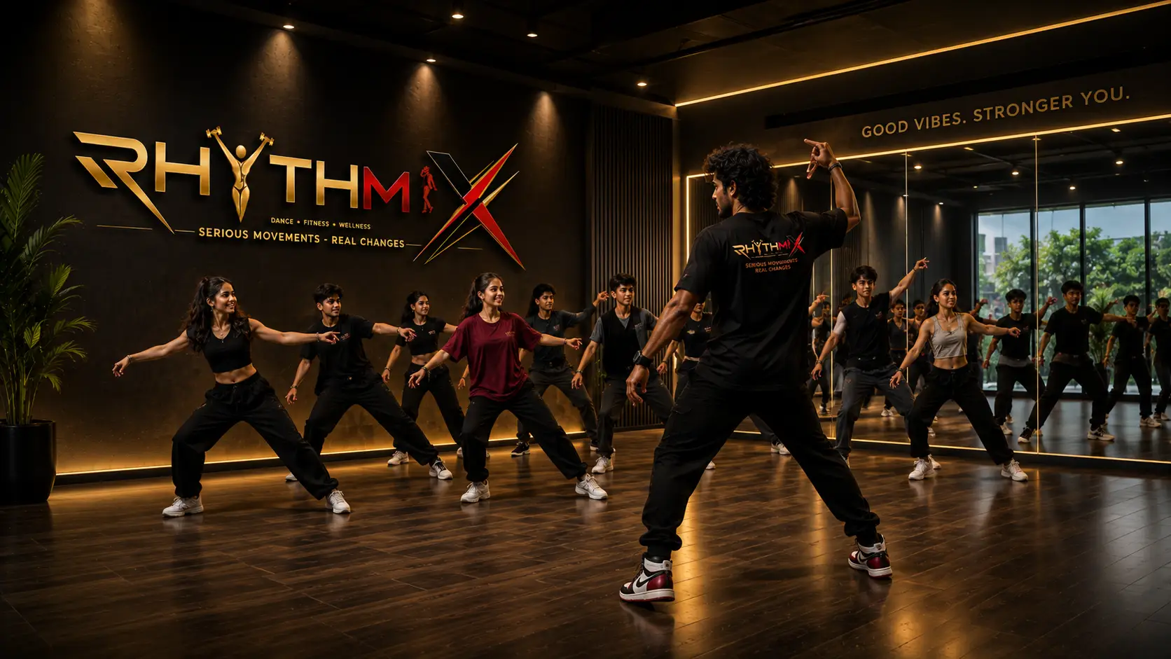Dance lessons in Silchar at Rhythmix dance studio with students learning modern dance